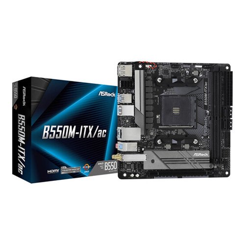 ASRock B550M-ITX/AC AM4 Mini-ITX Motherboard (AMD Socket AM4/3rd Gen Ryzen Series CPU/Max 64GB DDR4 4733MHz Memory)